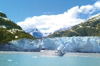 American cruiselines near Alaskan Glaciers