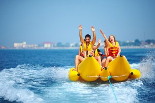 pals on Banana Boat in Caribbean